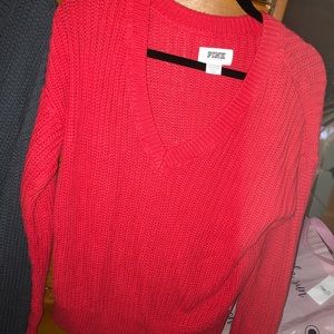 Red oversized PINK(brand) sweater